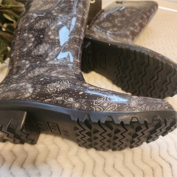 UGG SHAYE TALL BANDANA PAISLEY BLUE RAIN BOOTS SIZE 7 - Picture 4 of 12